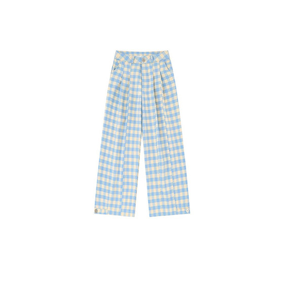 Blue plaid pants for women in summer new fat girl mm pear shape high waist drooping slimming wide-leg casual pants
Blue plaid pants for women in summer new fat girl mm pear shape high waist drooping slimming wide-leg casual pants