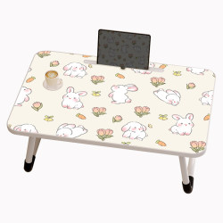 Rabbit Bed Small Table Foldable Table Student Study Table Bedside Dormitory Desk Computer Stand Desk Lazy Bedroom Sitting Floor Cute Wind Study Movable Small Table Table WZ