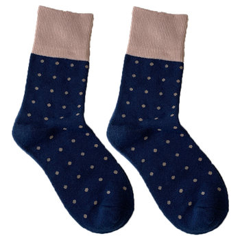 ຖົງຕີນ polka dot ຍີ່ປຸ່ນ retro ສໍາລັບແມ່ຍິງພາກຮຽນ spring ແລະດູໃບໄມ້ລົ່ນຝ້າຍບໍລິສຸດ mid-calf socks ins trendy internet celebrity Korean stockings summer thin