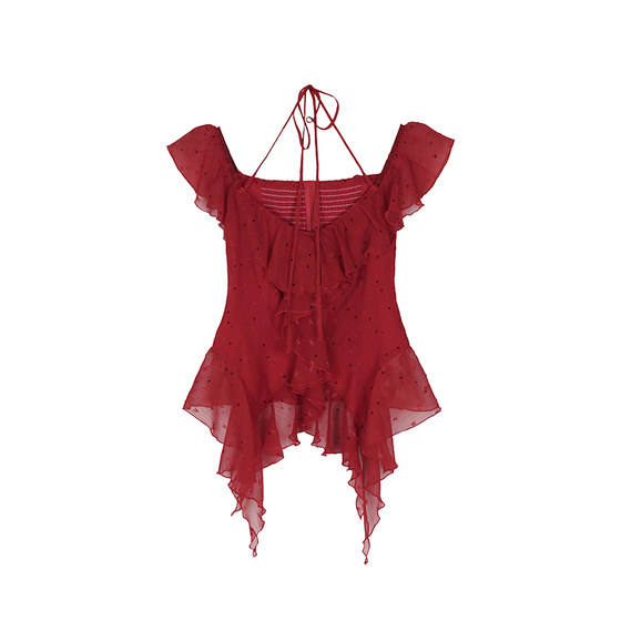 Anne's one-length neck ruffled chiffon top for women 2025 summer new slightly fat large size polka dot chiffon shirt
Anne's one-length neck ruffled chiffon top for women 2025 summer new slightly fat large size polka dot chiffon shirt