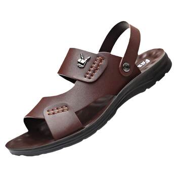 ເກີບຜູ້ຊາຍ 2024 Summer ໃຫມ່ຫນັງແທ້ຂະຫນາດໃຫຍ່ເກີບຫາດຊາຍສອງຈຸດປະສົງໃສ່ນອກ Wading Sandals ທີ່ບໍ່ແມ່ນເລື່ອນແລະເກີບແຕະສໍາລັບຜູ້ຊາຍ