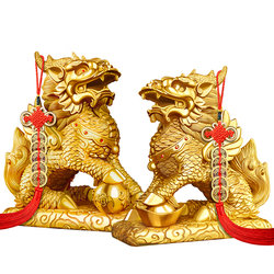 Kirin Ornament Pair of Pure Copper Pixiu Bedroom Living Room Home Decoration Shop Opening Gift Congratulations