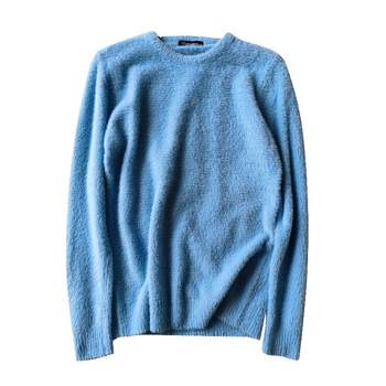 ເສື້ອຢືດ mink imitation ຂອງຜູ້ຊາຍລະດູຫນາວທີ່ມີເສື້ອທີເຊີດທີ່ອົບອຸ່ນກັບຊັ້ນພື້ນຖານ plush sweater ສໍາລັບຜູ້ຊາຍລະດູຫນາວ knitted sweater