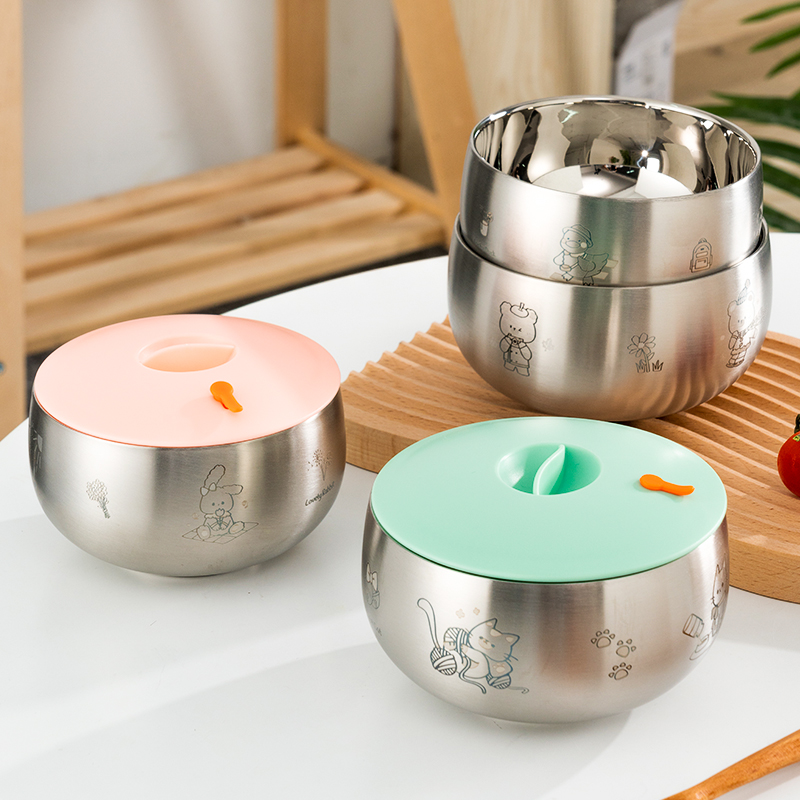 onlycook 食品级316不锈钢碗儿童碗餐具吃饭可爱宝宝防烫隔热家用