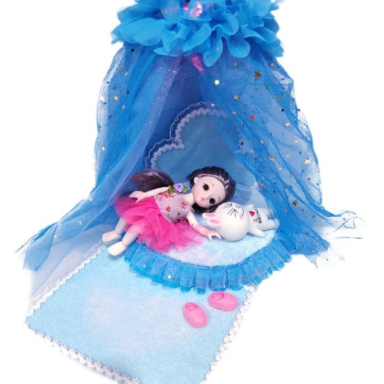 Children hand -made doll bed toy Mermaid Mermaid Princess Bed Girls Passing Family Simulation Furniture Mall Bow Bed Children hand -made doll bed toy Mermaid Mermaid Princess Bed Girls Passing Family Simulation Furniture Mall Bow Bed
