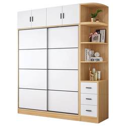 Wardrobe home bedroom modern simple sliding door storage wardrobe solid wood simple small apartment children's storage cabinet