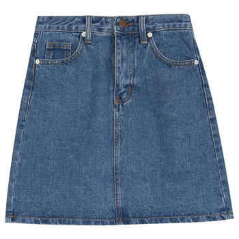 Miding Denim Skirt Skirt Short Skirt ແມ່ຍິງດູໃບໄມ້ລົ່ນ A-Line Skirt Skirt Hip-covering Skirt Small Slim Retro Skirt