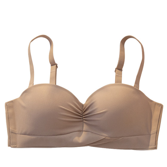 Peach chestless shoulder strap non -slip underwear female small chest gathered flat chest thickened together Peach chestless shoulder strap non -slip underwear female small chest gathered flat chest thickened together
