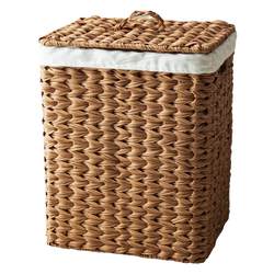 Light luxury style European imitation rattan dirty clothes basket with lid and lining high-end rectangular laundry basket hand-woven storage basket