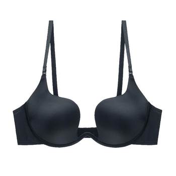Sexy invisible backless ຊຸດຊັ້ນໃນທີ່ສວຍງາມສໍາລັບແມ່ຍິງທີ່ມີເຕົ້ານົມນ້ອຍຕັດຮູບ U ສະແດງໃຫ້ເຫັນເລິກຂະຫນາດໃຫຍ່ V ເຄິ່ງຈອກບາງ bra push-up ບາງ