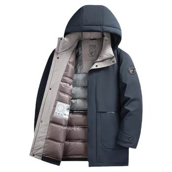 Yalu Men's Goose Down Jacket Winter New 2024 ເສື້ອກັນໜາວ ກາງ-ຍາວ ພໍ່ກາງຄົນ