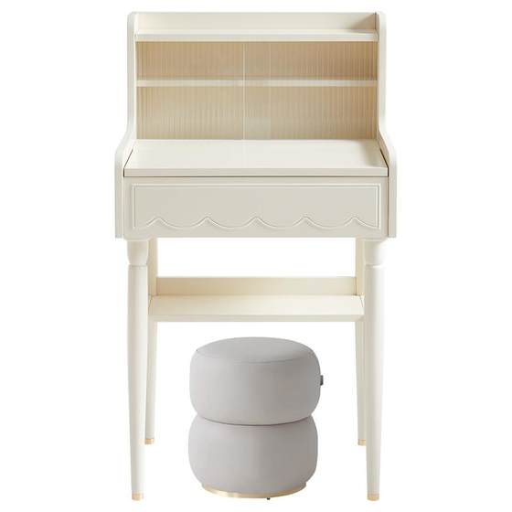 Quanyou Home Cream Style Flip Dressing Table 2025 New Small Apartment Storage Cabinet Integrated Solid Wood Foot Makeup Table Quanyou Home Cream Style Flip Dressing Table 2025 New Small Apartment Storage Cabinet Integrated Solid Wood Foot Makeup Table