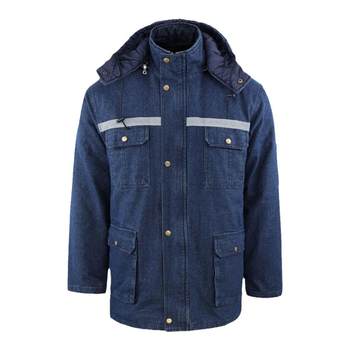 State Grid Winter Cotton Clothes Men's Denim Cotton Jackets Coats Mid-Length Coats Work Clothes Working Work Clothes ການປົກປ້ອງແຮງງານຕ້ານການເຢັນສາງຄວາມຫນາ