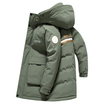 Ducky winter down jacket ຜູ້ຊາຍ hooded ຍາວຂະຫນາດກາງ hooded ຮູບແບບ workwear ກາງແຈ້ງ casual camping thickened jacket ອົບອຸ່ນ trendy