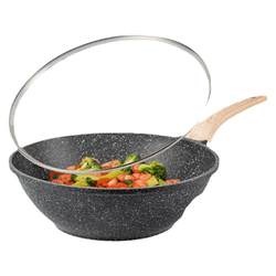 Carrot medical stone non-stick wok household flat-bottomed wok induction cooker pot special gas stove suitable for