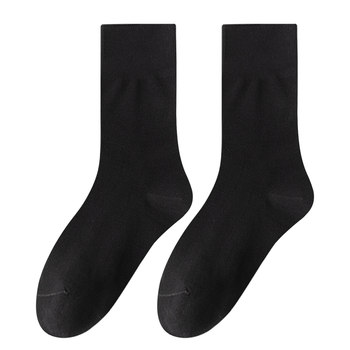 Socks ຜູ້ຊາຍຝ້າຍບໍລິສຸດ Summer Socks ກາງທໍ່ບາງໆທຸລະກິດ Sweat-absorbent breathable ຖົງຕີນຍາວຕ້ານການເລື່ອນ Summer ຜູ້ຊາຍ Socks ສັ້ນສີດໍາ