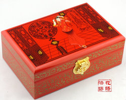 Authentic Pingyao push polished lacquer jewelry box wooden Chinese style princess dressing box jewelry box makeup box bridal trousseau