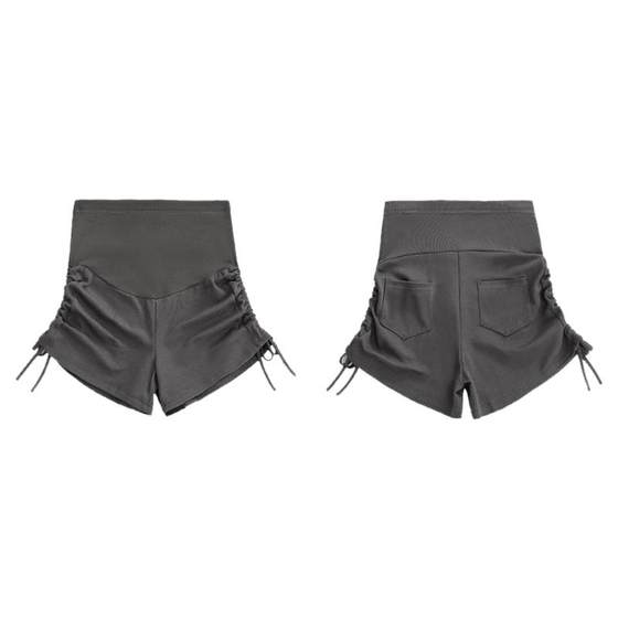 Pregnant women drawing rope Fold wide -leg shorts Summer thin exterior wearing fashion pure desire, sexy straight -legged leggings Pregnant women drawing rope Fold wide -leg shorts Summer thin exterior wearing fashion pure desire, sexy straight -legged leggings