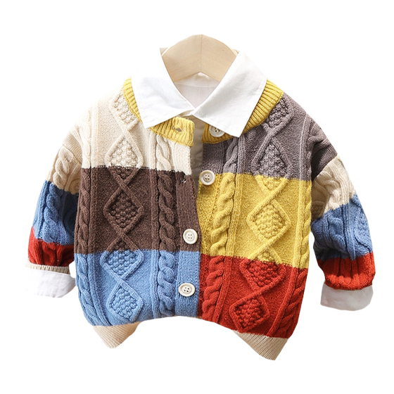 Children's personality contrast color knitted cardigan for boys and girls 2025 autumn and winter baby thread coat children's retro sweater
Children's personality contrast color knitted cardigan for boys and girls 2025 autumn and winter baby thread coat children's retro sweater