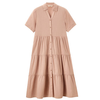 Giordano linen shirt dress women's summer thin woven cotton and linen loose short-sleeved cake dress 05463349