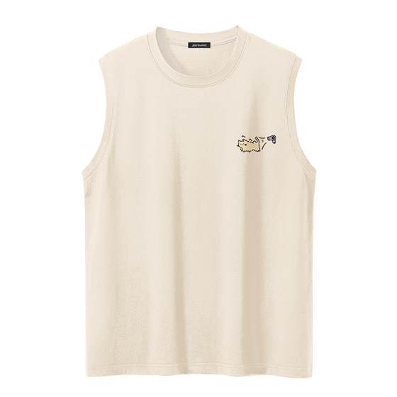 NN Jewish pure cotton sleeveless men's T-shirt summer cartoon print outer vest teen loose casual shoulders NN Jewish pure cotton sleeveless men's T-shirt summer cartoon print outer vest teen loose casual shoulders