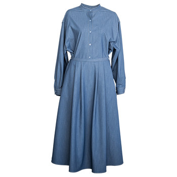 Luo Yi Fashion Denim Blue Dress 2024 Summer New Style Commuting Waist Belted Shirt Shirt Dress 10051