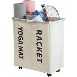 Yoga mat storage basket, dirty clothes basket, dumbbell badminton racket, fitness tool bucket, enlarged sports equipment rack