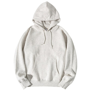 Retro 460g ຜ້າຝ້າຍ snowflake ສີຂີ້ເຖົ່າວ່າງ velvet hooded sweatshirt casual versatile ສີແຂງຂອງຜູ້ຊາຍແລະແມ່ຍິງ tops ລະດູຫນາວ