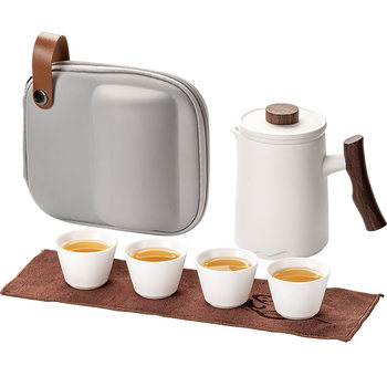 Yiwen Ceramics Portable Quick Cup Camping Kung Fu Teapot Teacup Travel Tea Set Outdoor Tea Drinking Equipment