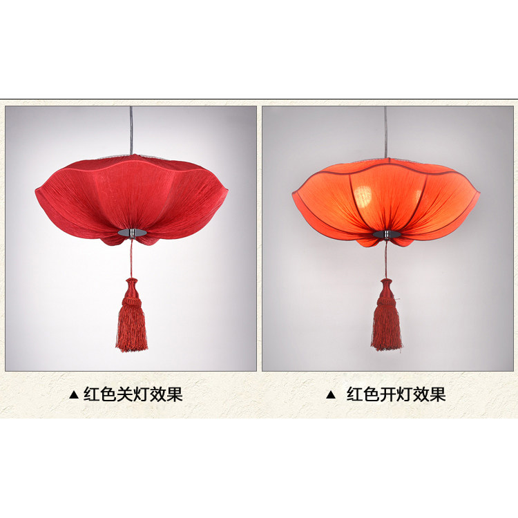 Lotus leaf and lotus flower lamps, new Chinese lantern hotpot restaurant, tea restaurant, dining aisle restaurant, antique decoration chandelier (1627207:7559193569:Color classification:现货40【红色】+LED光源+防尘板)