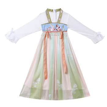 Hanfu Girls Spring ເດັກ​ນ້ອຍ Costume ວັດ​ຖຸ​ບູ​ຮານ Ru Skirt ແຂນ​ຍາວ Summer 2023 ເດັກຍິງໃຫມ່ແບບຈີນ Super Fairy Dress