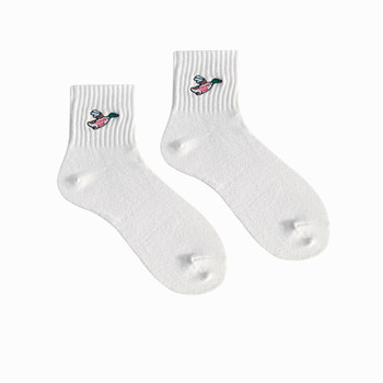 Zuoyin 4 pairs of gift boxs socks men's mid-calf socks spring and summer pure cotton socks sports embroidered solid color stockings trends women