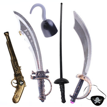 1cosplay Halloween Pirate Hat Mask Pirates of the Caribbean Knife Pirate Flag Horn Eyepatch Costume