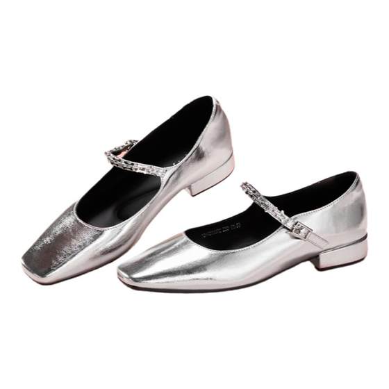 Okon silver Mary Jane shoes spring new fashion square toe metal thick heel French flat bottom light mouth single shoes for women
Okon silver Mary Jane shoes spring new fashion square toe metal thick heel French flat bottom light mouth single shoes for women