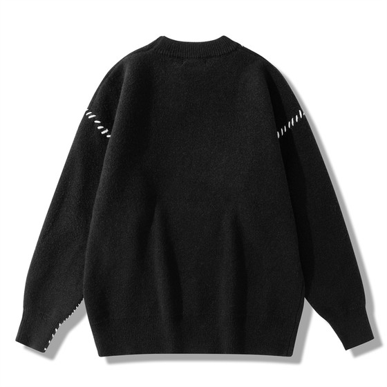 Ying Ge's design trendy brand sweater for men in autumn and winter round neck loose and versatile thickened warm knitted base shirt black
Ying Ge's design trendy brand sweater for men in autumn and winter round neck loose and versatile thickened warm knitted base shirt black