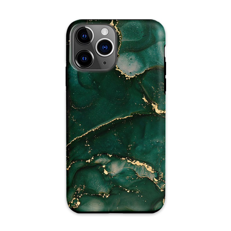 Acvoo翠绿鎏金大理石纹理轻奢iPhone15Promax适用于13双层12全包XR中国风不掉色14手机壳11可水洗不掉漆全包