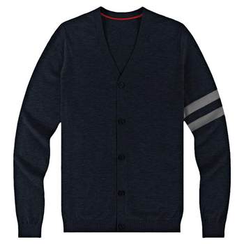 MrBu Striped Cardigan Exquisite Horn Button Thick Sweater V-neck Men's Cardigan KT00836 ລະຫັດຫັກ