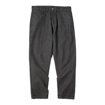 Madden workwear American retro gray striped jeans straight slim fit Ami khaki tapered long pants for men