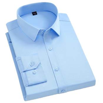 Luo Meng Easy Care ເສື້ອຍືດແຂນຍາວຜູ້ຊາຍ 2024 Spring Stretch Business Casual Shirt