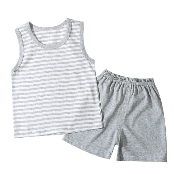 Summer children's cotton vest set for boys and girls thin baby sleeveless T-shirt shorts A-type children's sweat-absorbing pajamas
Summer children's cotton vest set for boys and girls thin baby sleeveless T-shirt shorts A-type children's sweat-absorbing pajamas