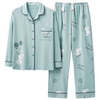 Langsha pajamas ແມ່ຍິງພາກຮຽນ spring ແລະດູໃບໄມ້ລົ່ນ 2024 ຝ້າຍບໍລິສຸດໃຫມ່ແຂນຍາວຂະຫນາດໃຫຍ່ດູໃບໄມ້ລົ່ນແລະລະດູຫນາວເຄື່ອງນຸ່ງຫົ່ມເຮືອນສາມາດໃສ່ນອກຊຸດ.