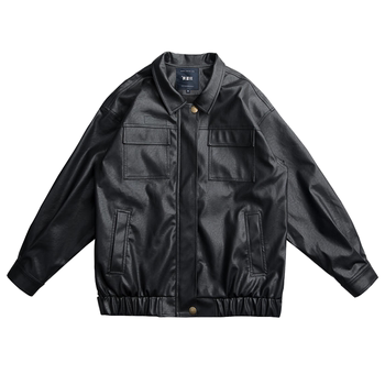 BYTEHARE Lane ຮ້ານຂາຍຢາແບບຈີນແບບ Vintage ພາຍໃນປະເທດ Jacket Leather Off-Shoulder Air Force Motorcycle Couple Leather Jacket Coat Men