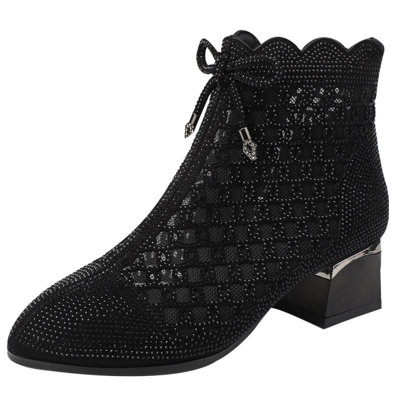 Black fashion hollow short boots temperament rhinestone mesh boots 2024 spring and summer new fairy style square dance boots
Black fashion hollow short boots temperament rhinestone mesh boots 2024 spring and summer new fairy style square dance boots