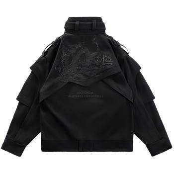 WOOKONG Wukong Victory Armor ດູໃບໄມ້ລົ່ນແລະລະດູຫນາວ Deconstructed ອອກແບບ embroidered Jacket ຜູ້ຊາຍແຂນຍາວ Stand Collar Jacket trendy