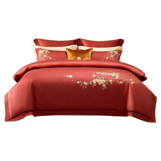 Mercury Home Textile Wedding Four-Piece Set 60 Long-Long-Luan Cotton Embroidery Tribute Satin Wedding Kit New Chinese Wedding Bedding
Mercury Home Textile Wedding Four-Piece Set 60 Long-Long-Luan Cotton Embroidery Tribute Satin Wedding Kit New Chinese Wedding Bedding