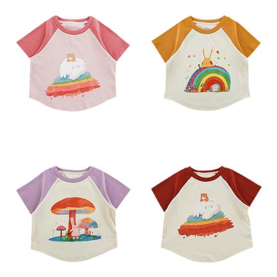 Youyou Girls cartoon printed short sleeves summer playful cute light and breathable slim short raglan sleeves T-shirt trendy
Youyou Girls cartoon printed short sleeves summer playful cute light and breathable slim short raglan sleeves T-shirt trendy