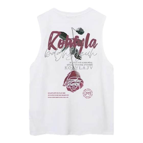 American retro T -shirt cotton cotton sleeveless vest men's high street casual shoulder sports basketball top ins trend American retro T -shirt cotton cotton sleeveless vest men's high street casual shoulder sports basketball top ins trend