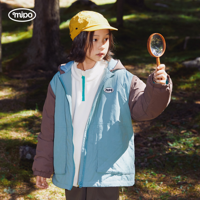 mipo AW23冬装 儿童棉服外套男连帽2023新款冬季女童加厚棉衣潮牌