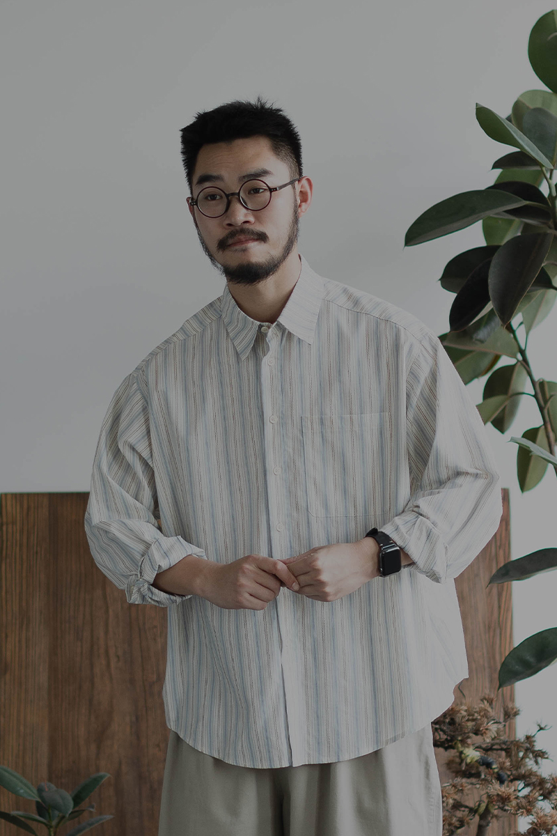 雾撞山野秋季条纹衬衫男女长袖日系复古设计感衬衣小众港风休闲潮
