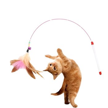 Funny Cat Stick Cat Toy Bell Feather ຕົນເອງມີຄວາມສຸກບັນເທົາຄວາມເບື່ອຫນ່າຍ Funny Cat Artifact Bite-resistant Steel Wire Long Rod Automatic Pet Supplies